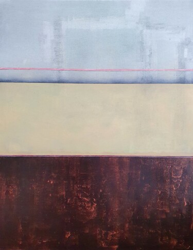 Painting titled "Horizon - peinture…" by Alain Chenard, Original Artwork, Oil Mounted on Wood Stretcher frame