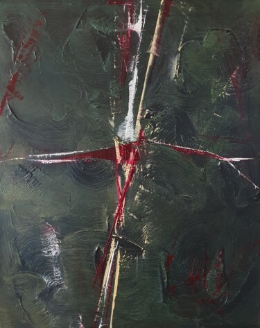 Painting titled "Chaos - peinture 3" by Alain Chenard, Original Artwork, Oil Mounted on Wood Stretcher frame