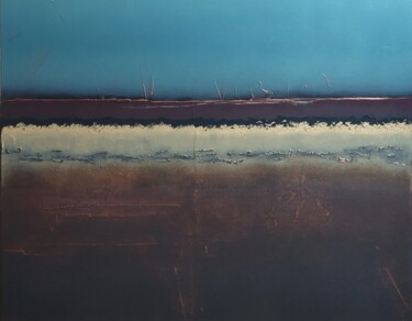 Painting titled "Horizon - peinture…" by Alain Chenard, Original Artwork, Oil Mounted on Wood Stretcher frame