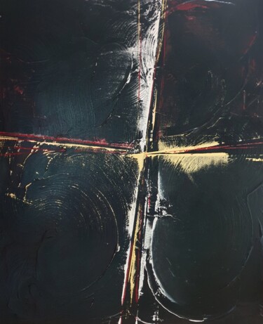 Painting titled "Chaos - peinture 5" by Alain Chenard, Original Artwork, Oil Mounted on Wood Stretcher frame