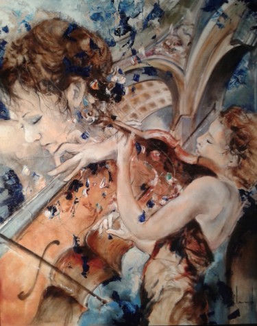 Schilderij getiteld "symphonie" door Alain Clinard, Origineel Kunstwerk, Olie