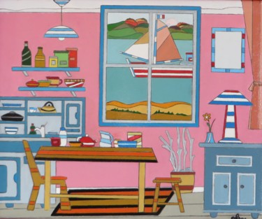 Painting titled "cuisine vue sur le…" by Alain Colas, Original Artwork