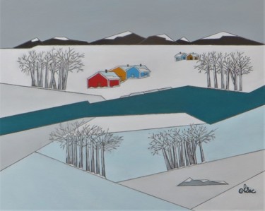 Peinture intitulée "river village in wi…" par Alain Colas, Œuvre d'art originale, Acrylique
