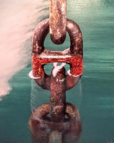 Peinture intitulée "La chaîne dans l’eau" par Alain Corbel, Œuvre d'art originale