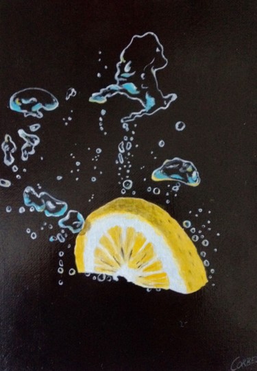 Painting titled "Le citron" by Alain Corbel, Original Artwork, Acrylic