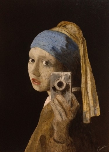 Картина под названием "La jeune fille au n…" - Alain Corbel, Подлинное произведение искусства, Масло