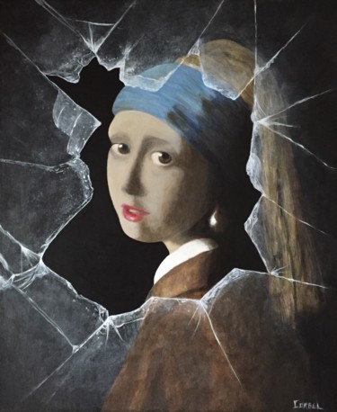 Painting titled "La vitre brisée" by Alain Corbel, Original Artwork, Acrylic