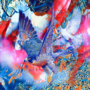Цифровое искусство под названием "Birds-5116" - Alain Cuvelier, Подлинное произведение искусства, Цифровая живопись