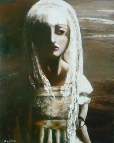 Peinture intitulée "poupée de porcelaine" par Alain Denis, Œuvre d'art originale, Huile