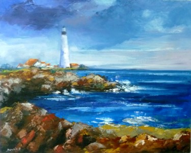 Malerei mit dem Titel "phare" von Alain Denis, Original-Kunstwerk, Öl