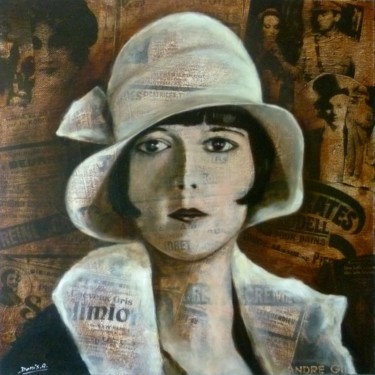 Pintura intitulada "Louise Brooks" por Alain Denis, Obras de arte originais, Óleo