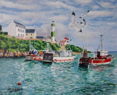 Peinture intitulée "LE PETIT PORT DE DO…" par Alain Dervillez, Œuvre d'art originale, Huile