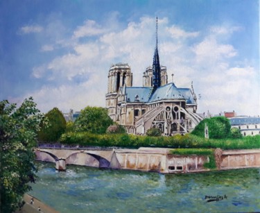 Schilderij getiteld "NOTRE DAME DE PARIS" door Alain Dervillez, Origineel Kunstwerk, Olie