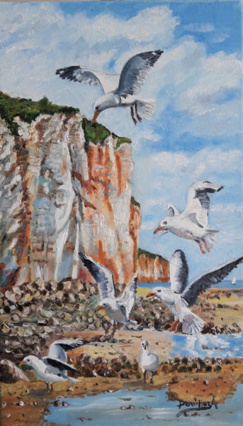 Peinture intitulée "AULT  " les falaise…" par Alain Dervillez, Œuvre d'art originale, Huile