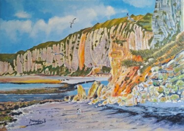 Painting titled "LES FALAISES D'ETRE…" by Alain Dervillez, Original Artwork, Oil