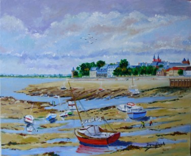 Painting titled "LE CROTOY à marée b…" by Alain Dervillez, Original Artwork, Oil