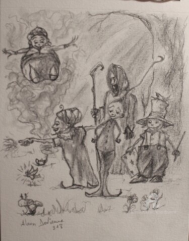 Dessin intitulée "SORCIERS" par Alain Devienne, Œuvre d'art originale, Crayon