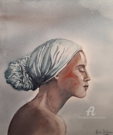 Malarstwo zatytułowany „PORTRAIT 2” autorstwa Alain Devienne, Oryginalna praca, Akwarela