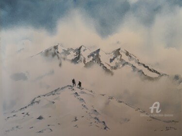 Peinture intitulée "RANDONNÉE DANS LES…" par Alain Devienne, Œuvre d'art originale, Aquarelle