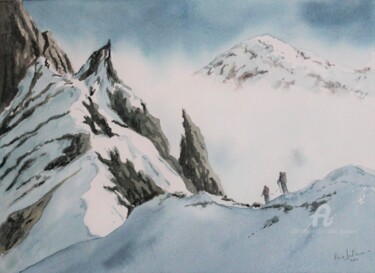 Painting titled "LES DRUS" by Alain Devienne, Original Artwork, Watercolor