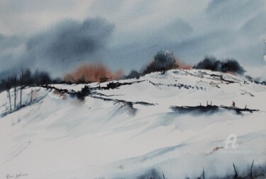 Painting titled "LE MASSIF DU PILAT…" by Alain Devienne, Original Artwork, Watercolor