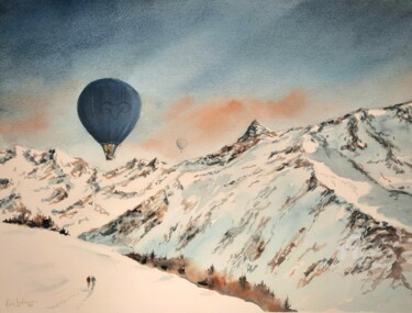 Painting titled "L'ENVOL" by Alain Devienne, Original Artwork, Watercolor