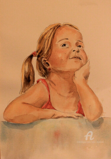 Painting titled "Petite jouflue" by Alain Devienne, Original Artwork, Watercolor