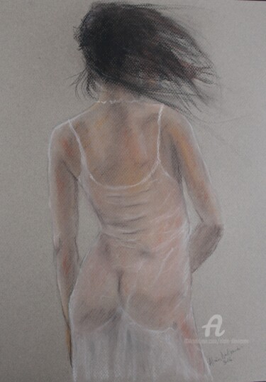 Drawing titled "TRANSPARENCE" by Alain Devienne, Original Artwork, Pastel