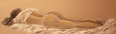 Drawing titled "NU COUCHE 3" by Alain Devienne, Original Artwork, Pastel