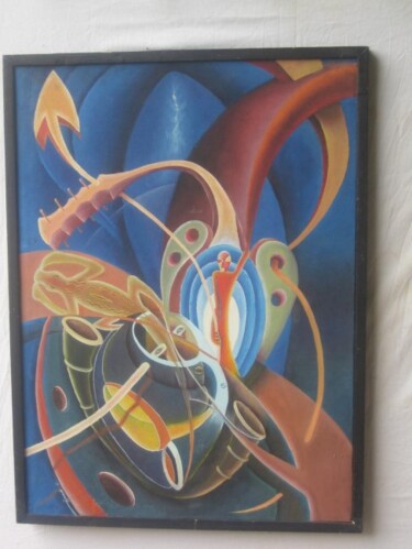 Peinture intitulée "Au coeur du sacré 2" par Alain Djeumo, Œuvre d'art originale