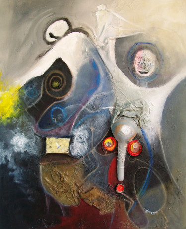 Pintura titulada "les deux mondes" por Alain Djeumo, Obra de arte original, Acrílico
