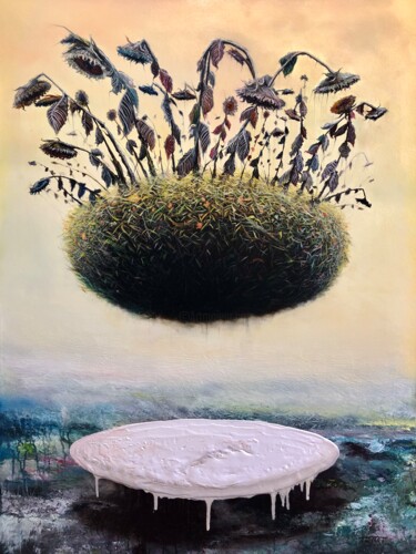 Painting titled "SUSPENDIDO" by Alain Donate Hernandez, Original Artwork, Oil