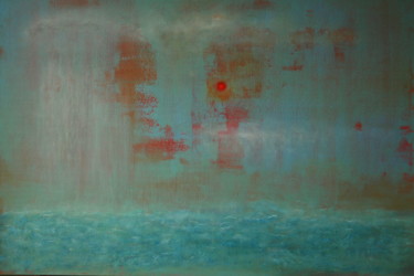 Картина под названием "Red sun on icy wate…" - Alain Du Pontavice, Подлинное произведение искусства, Масло Установлен на Дер…