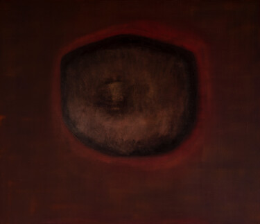Painting titled "Molten orb" by Alain Du Pontavice, Original Artwork, Oil Mounted on Wood Stretcher frame