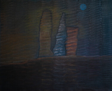Peinture intitulée "Monoliths II" par Alain Du Pontavice, Œuvre d'art originale, Huile Monté sur Châssis en bois