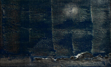 Painting titled "Sea foam at moonlig…" by Alain Du Pontavice, Original Artwork, Oil Mounted on Wood Panel