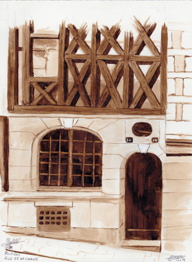 Painting titled "Poitiers - rue de l…" by Alain Elshocht, Original Artwork, Pigments