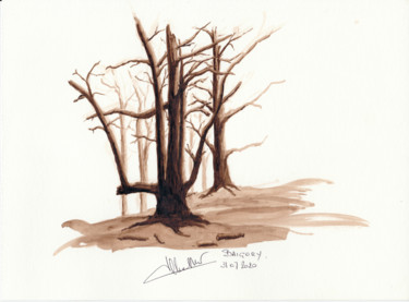 Painting titled "Mon bel arbre de Ba…" by Alain Elshocht, Original Artwork, Pigments