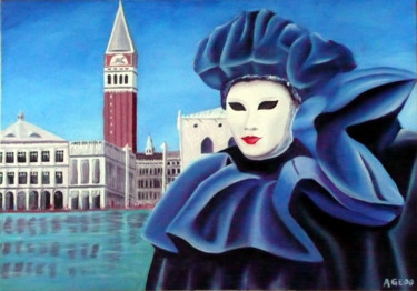 Painting titled "Venise Carnaval 2" by Alain Elshocht, Original Artwork, Oil