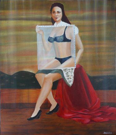 Painting titled "Dessous Dessus" by Alain Elshocht, Original Artwork, Oil