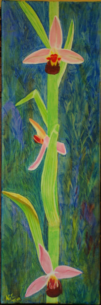 Painting titled "Orchidée" by Alain Elshocht, Original Artwork, Oil