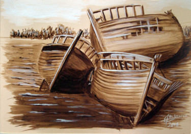 Painting titled "Noirmoutier, cimeti…" by Alain Elshocht, Original Artwork, Pigments