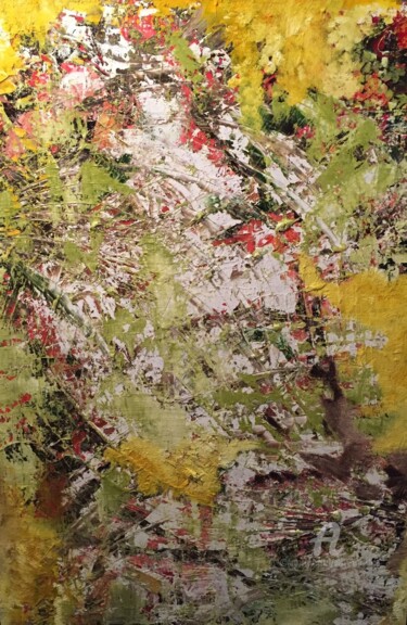 Pittura intitolato "Pré de fleurs" da Alain Erpelding, Opera d'arte originale, Olio