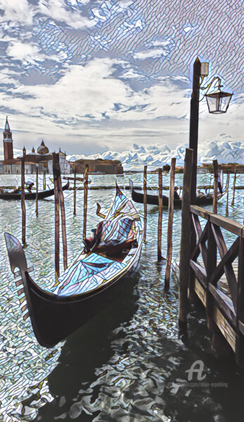 Arts numériques intitulée "Venise, Place St. M…" par Alain Erpelding, Œuvre d'art originale, Travail numérique 2D