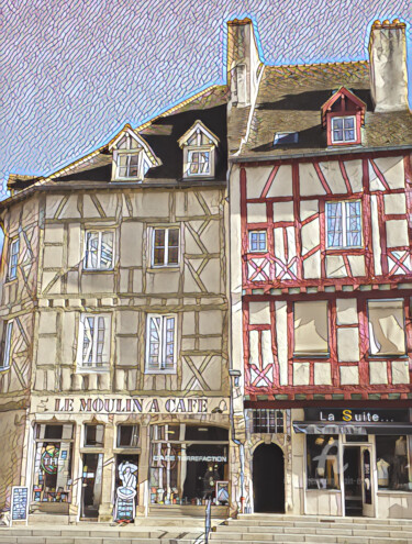 Digital Arts titled "Chalon-sur-Saône" by Alain Erpelding, Original Artwork, Digital Painting