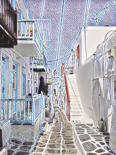 Digital Arts titled "Les rues étroites d…" by Alain Erpelding, Original Artwork, Digital Painting