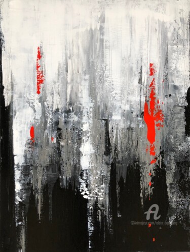 Картина под названием "Tâches rouges dans…" - Alain Erpelding, Подлинное произведение искусства, Акрил
