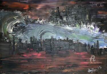 Malerei mit dem Titel "La vague" von Alain Erpelding, Original-Kunstwerk, Öl