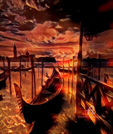 Digitale Kunst mit dem Titel "Venice on ,fire‘" von Alain Erpelding, Original-Kunstwerk, Digitale Malerei