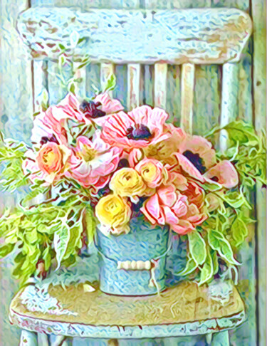 Arte digital titulada "Bouquet de jardin" por Alain Erpelding, Obra de arte original, Pintura Digital